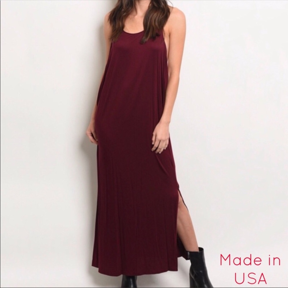 Loose fit Maxi Dress—Wine